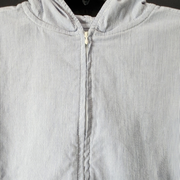 Vintage VF JEANSWEAR Hooded Pinstripe Zip Up Jacket W/ Pockets Chic Collection - Picture 2 of 5